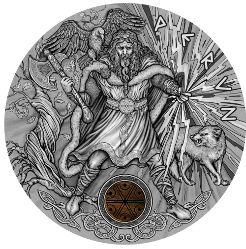 Niue 2018 2$- PERUN Thunder Slavic Gods-2 Oz Antique Finish silver coin