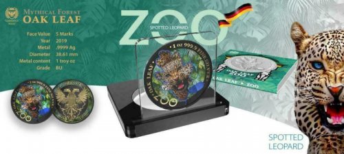 Germania 2019 5 Mark The Oak Leaf - Zoo Series - Jaguar - 1 Oz Silver Coin