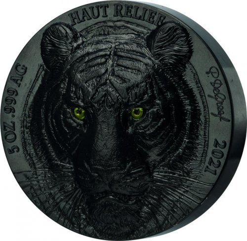 Ivory Coast 2021 5000 TIGER Big Five Asia Edition Noire 5 Oz silver coin