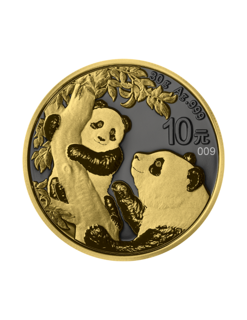 China 2021 10 Yuan Panda - Golden Ring - 30g Silver Coin