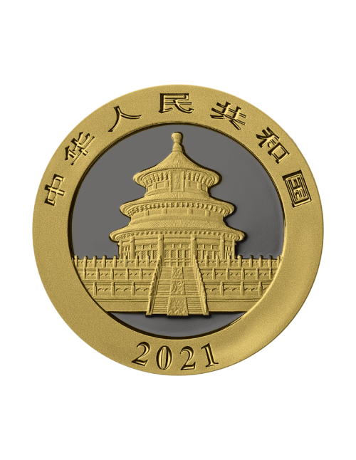 China 2021 10 Yuan Panda - Golden Ring - 30g Silver Coin