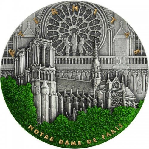 Niue 2021 5$ Aeternitas NOTRE DAME DE PARIS 2 Oz Antique Finish silver coin