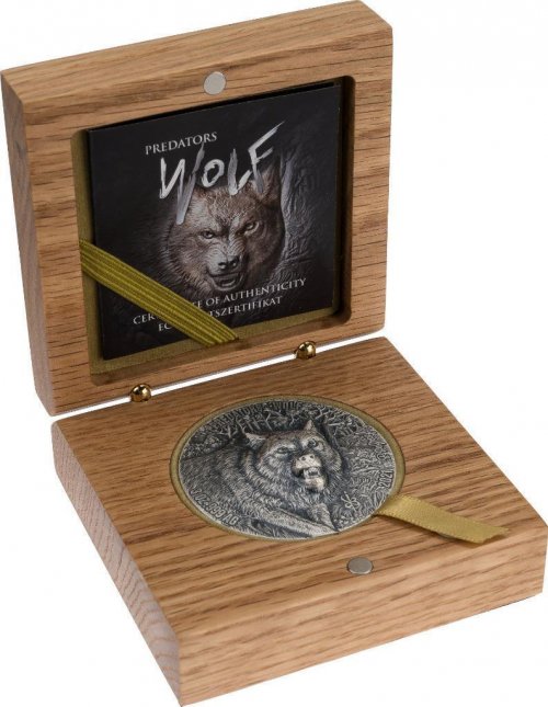 Ivory Coast 2021 Mauquoy Haut Relief - Predators - Wolf 3 Oz silver coin