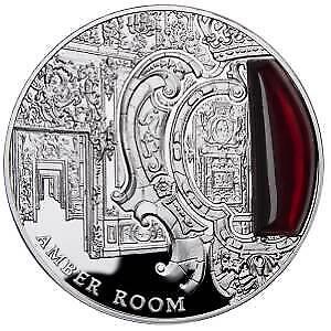 Niue 2012 2$ AMBER ROOM Mysteries of History 2Oz Silver Coin with Amber Insert