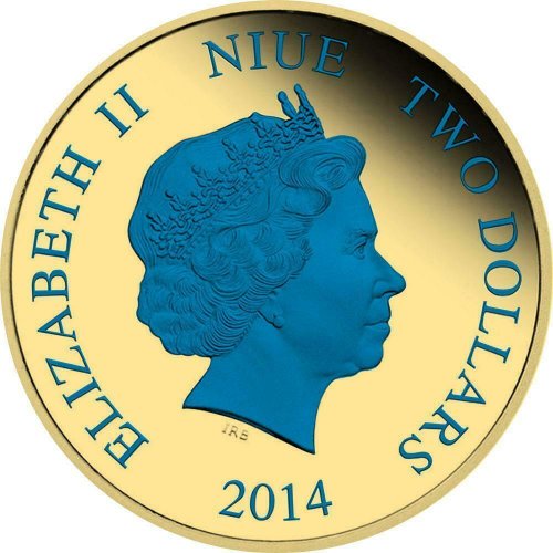 Niue 2014 $2 Donald Duck 80th Ann. - Yellow Gold & Blue Gold 1 Oz Silver Coin