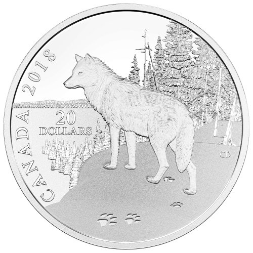 Canada 2018 20$ Nature Impressions - Wolf 1 Oz Silver Coin