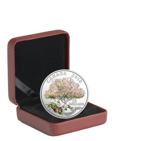 Canada 2018 15$ APPLE BLOSSOMS Celebration of Spring 23g Silver Coin