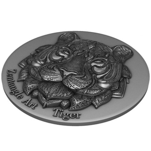 Niue 2021 5$ Zentangle Art-Tiger 2 Oz Silver Coin