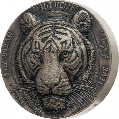 Ivory Coast 2021 5000 Francs Big Five – Tiger- 5 Oz silver coin