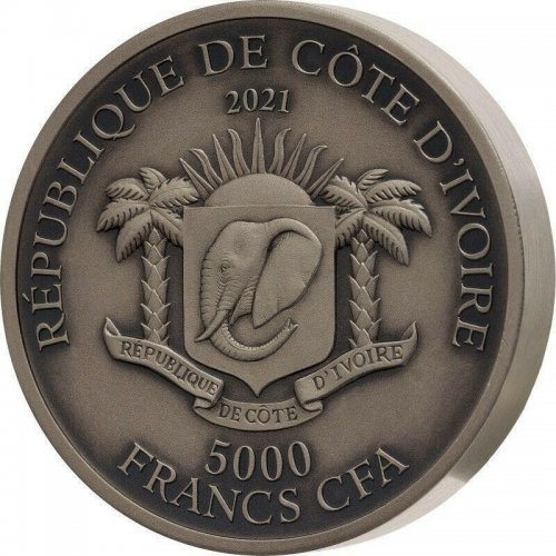 Ivory Coast 2021 5000 Francs Big Five – Tiger- 5 Oz silver coin