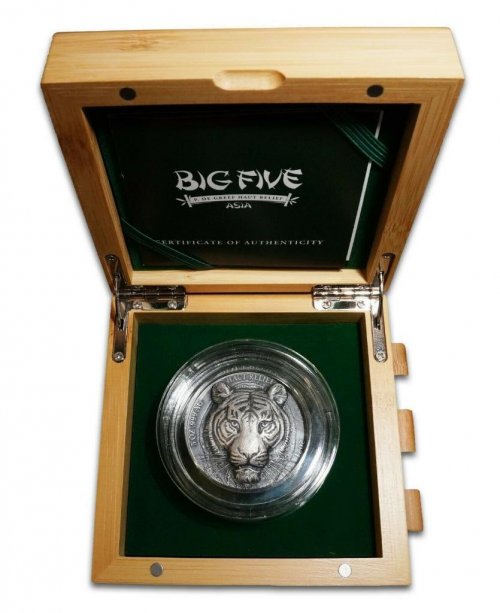 Ivory Coast 2021 5000 Francs Big Five – Tiger- 5 Oz silver coin