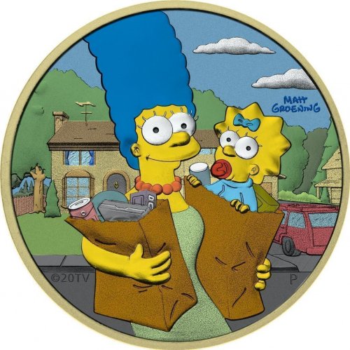 Tuvalu 2021 1$ - The Simpsons-Marge & Maggie Day- 1 Oz Silver Coin