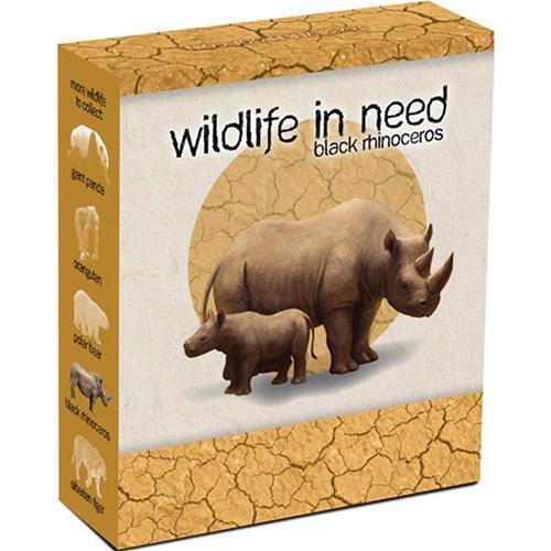 Tuvalu 2012 1$ Wildlife in Need - BLACK RHINOCEROS -1 Oz Silver Coin