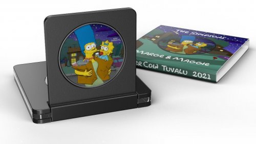 Tuvalu 2021 1$ - The Simpsons-Marge & Maggie Night- 1 Oz Silver Coin