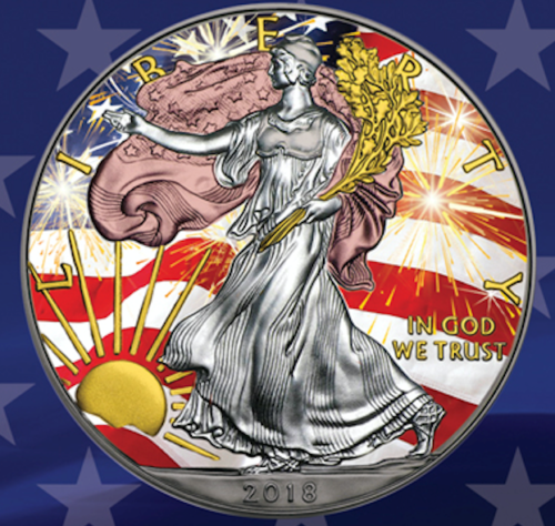 USA 2018 1$ Liberty - 4th July Independence Day -5 Metals Silver Coin