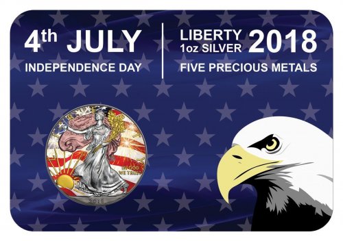 USA 2018 1$ Liberty - 4th July Independence Day -5 Metals Silver Coin