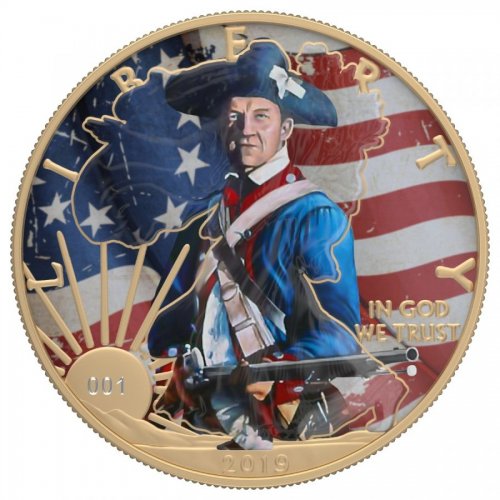 USA 2019 1$ Faces of America - US Grenadier 1 Oz Silver Coin with Varnish