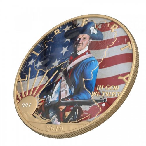 USA 2019 1$ Faces of America - US Grenadier 1 Oz Silver Coin with Varnish