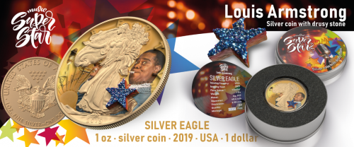 USA 2018 $1 Liberty Music Super Star - Louis Armstrong 1 Oz Silver Coin