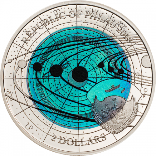 Palau 2018- 2$ - Solar System - Uranus -Silver and Niobium coin