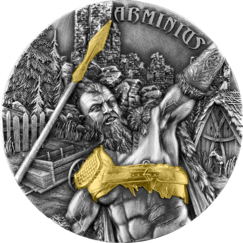 Germania 2022 10 Mark Krieger-Arminius 2 oz Relief Antique Finish Silver Coin