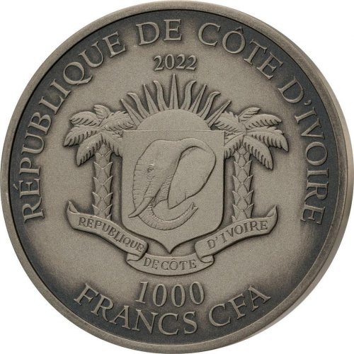 Ivory Coast 2022 Mauquoy Haut Relief - Big Five - Elephant 1 Oz silver coin