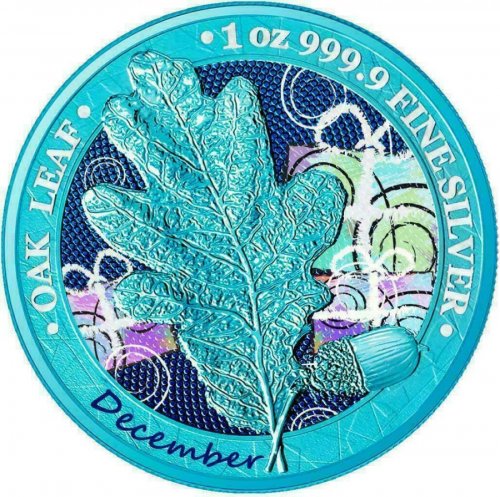 Germania 2019 5 Mark Oak Leaf - 12 Months Series - December 1 Oz Silver Coin