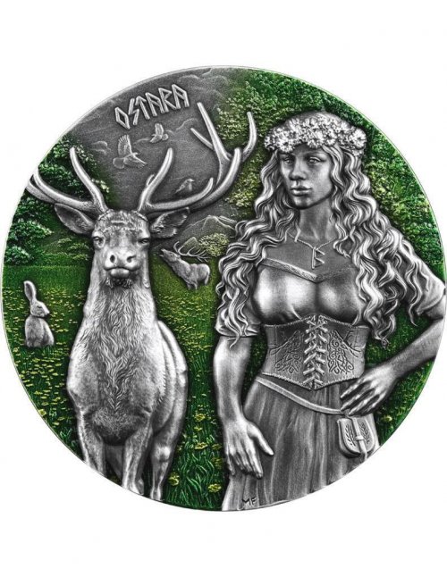 Germania 2023 10 Mark Valkyries: Ostara 2 Oz Antique Finish Silver Coin