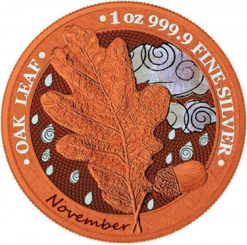 Germania 2019 5 Mark Oak Leaf - 12 Months Series - November 1 Oz Silver Coin