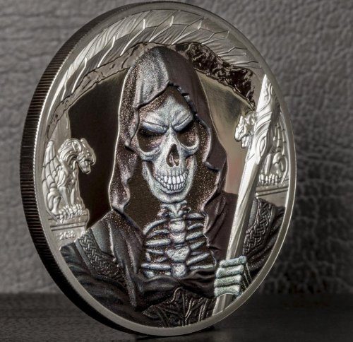 Equatorial Guinea 2018 1000 Francs GRIM REAPER Dark Side 1 Oz Silver Coin