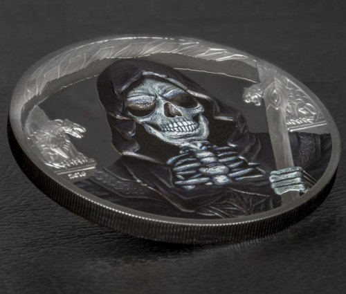 Equatorial Guinea 2018 1000 Francs GRIM REAPER Dark Side 1 Oz Silver Coin