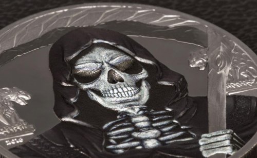 Equatorial Guinea 2018 1000 Francs GRIM REAPER Dark Side 1 Oz Silver Coin