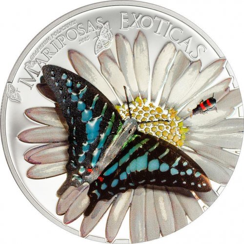 Equatorial Guinea 2015 Mariposas Exoticas - Graphium pollicenes 25g silver coin