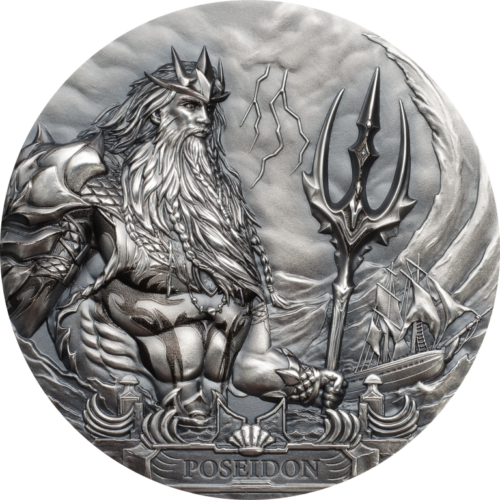 Cook Island 2019 20$ Gods of the World - Poseidon Sea God 3 Oz Silver Coin