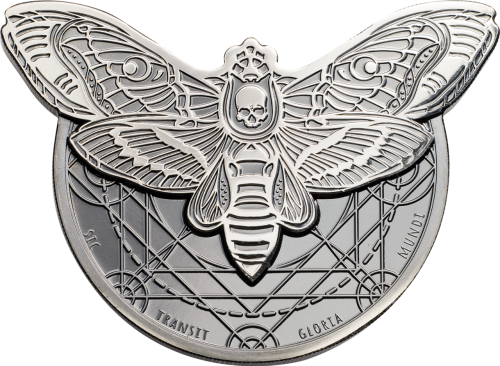 Tanzania 2018 1500 Shillings Death’s Head Hawkmoth 2 Oz Proof Silver Coin