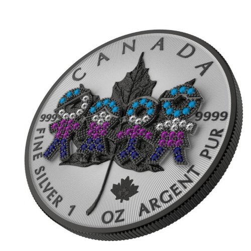 Canada 2021 5 $ Maple Leaf- Big Family Black 1 Oz Silver coin