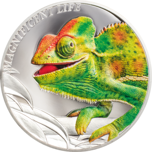 Cook Islands 2020 5$ - Chameleon - Magnificent Life - 1 Oz Proof Silver Coin