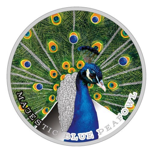 Niue 2019 2$ - Majestic Blue Peafowl Peacock 1 Oz silver Coin