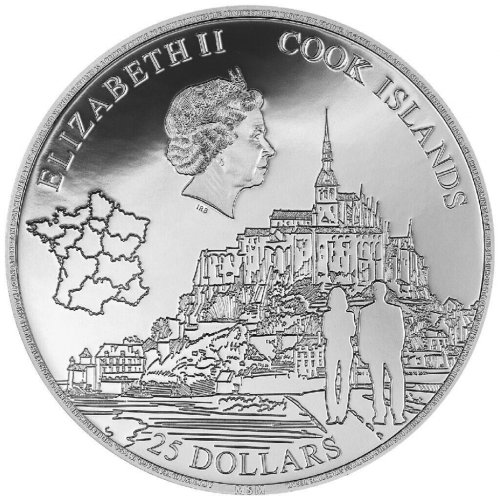 Cook Islands 2023 25$ - MONT SAINT MICHEL 5 Oz Silver Coin