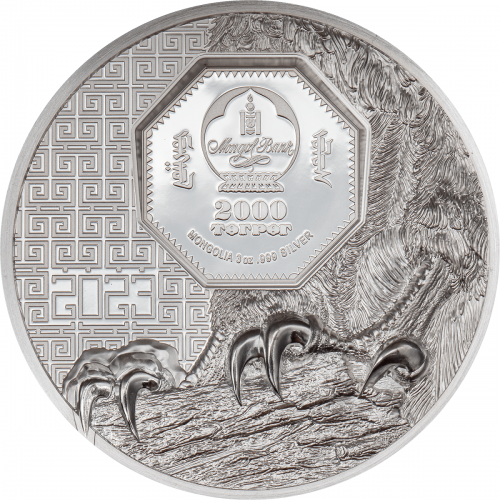 Mongolia 2023 2000Togrog FALCON Wild Mongolia 3 Oz Silver Coin