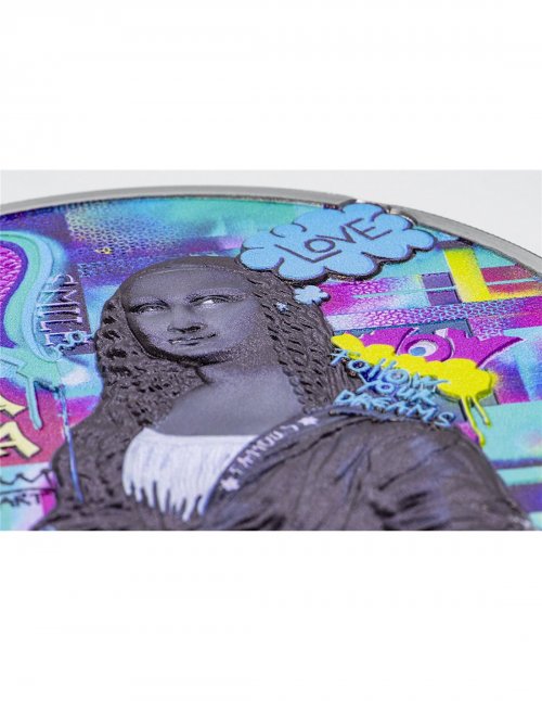 Cook Islands 2023 20$ - MONA LISA Graffiti Art 3 Oz Silver Coin