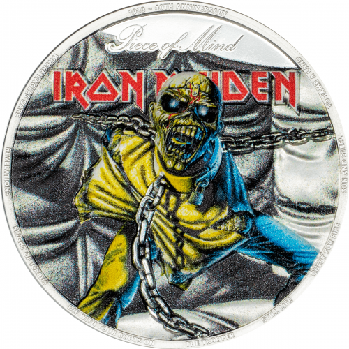 Cook Island 2023 10$ PIECE OF MIND Iron Maiden 2 Oz Silver Coin