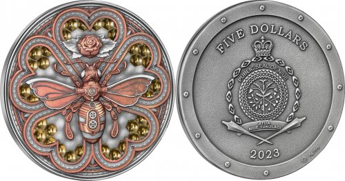 Niue 2023 5$ METAL BEE Steampunk 2 Oz Silver Coin