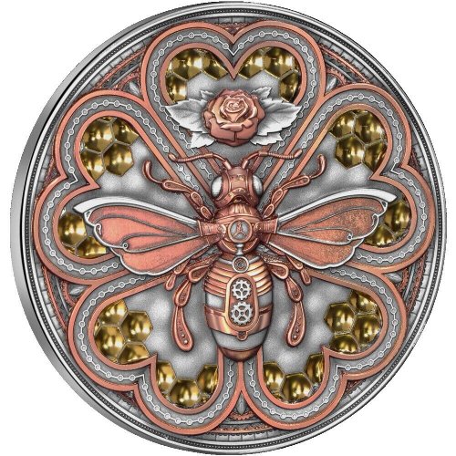 Niue 2023 5$ METAL BEE Steampunk 2 Oz Silver Coin