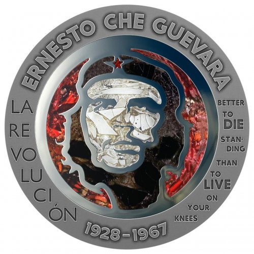 Congo 2023 100 Francs Che Guevara Glass Mosaic / Steel Handmade V2 Insert 1 Oz silver coin