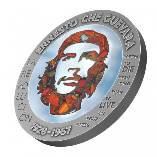 Congo 2023 100 Francs Che Guevara Glass Mosaic / Steel Handmade V1 Insert 1 Oz silver coin