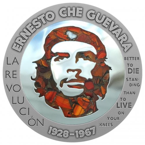 Congo 2023 100 Francs Che Guevara Glass Mosaic / Steel Handmade V1 Insert 1 Oz silver coin