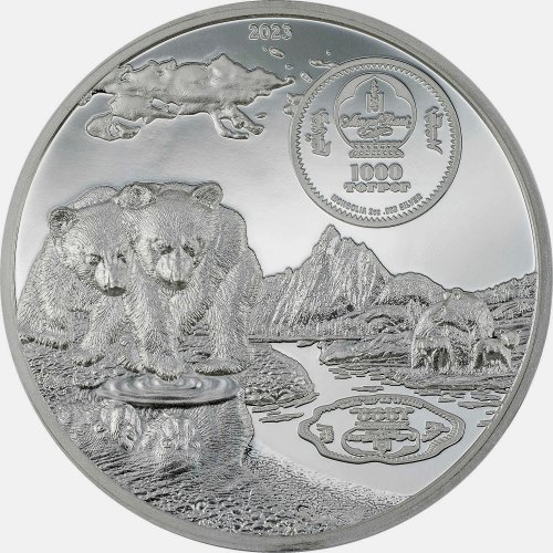 Mongolia 2023 1000 Togrog BROWN BEAR Growing Up 2 Oz Silver Coin