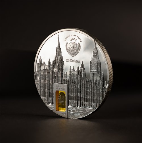 Palau 2023 25$ PALACE OF WESTMINSTER Tiffany Art Metropolis 5 Oz Silver Coin