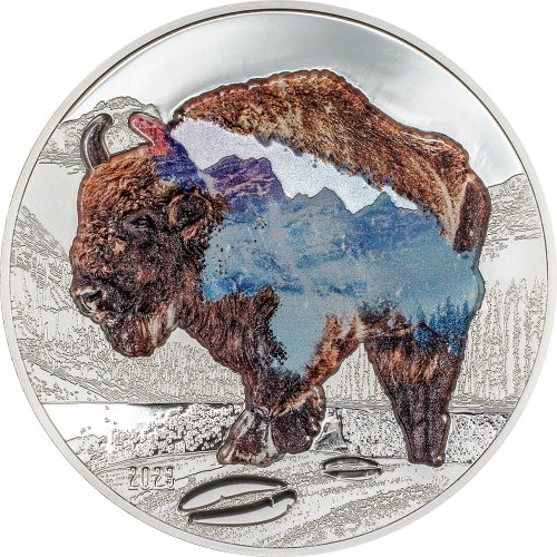 Mongolia 2023 1000 Togrog BISON Into The Wild 2 Oz Silver Coin